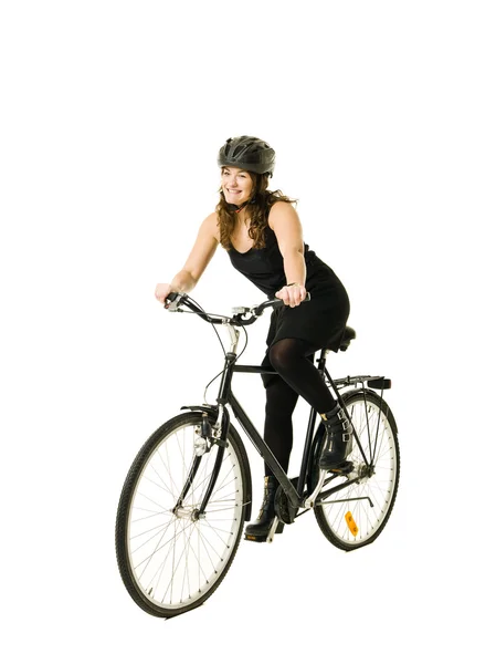 Woman on a bicycle — Stock Photo, Image