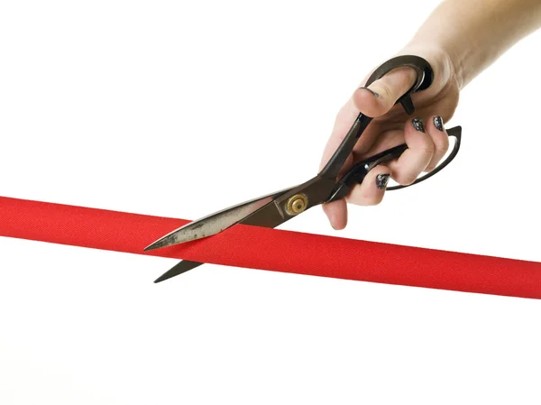 Cutting Red Ribbon — Stock Photo, Image