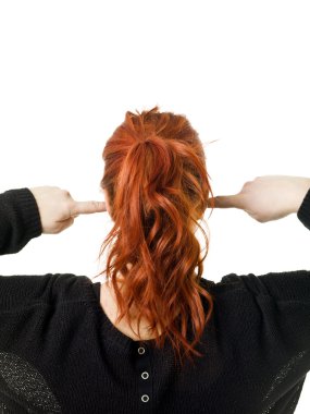 Back of a red haired woman clipart