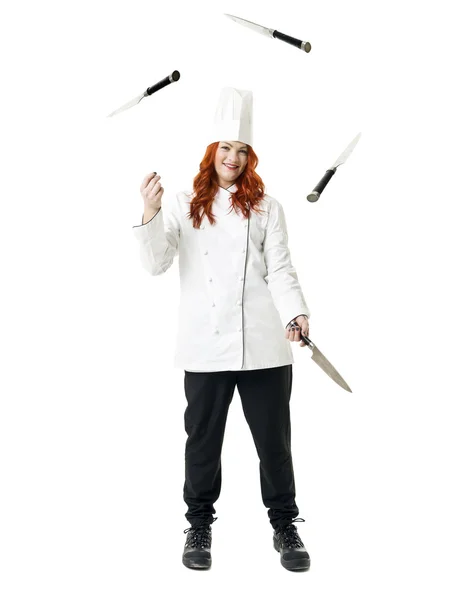 Жонглирующий шеф-повар — стоковое фото