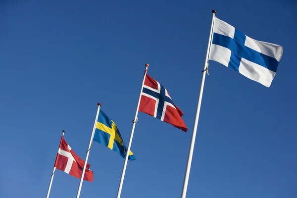 Скандинавские флаги — стоковое фото