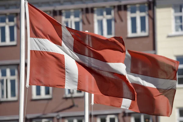 Danska flaggor — Stockfoto