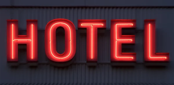Hotel neon znak — Zdjęcie stockowe