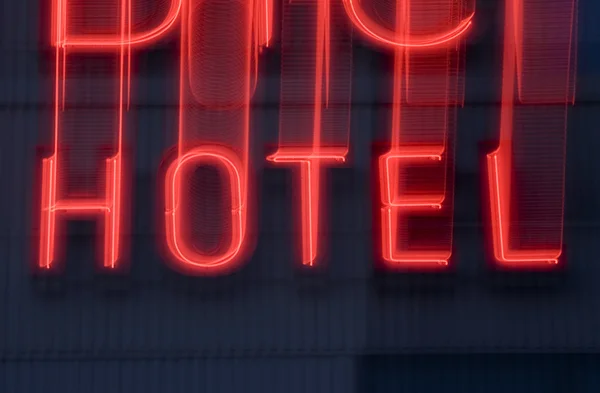 Hotel neon znak — Zdjęcie stockowe