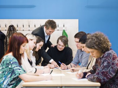 Teacher and students clipart