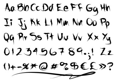 Freaky font alphabet clipart