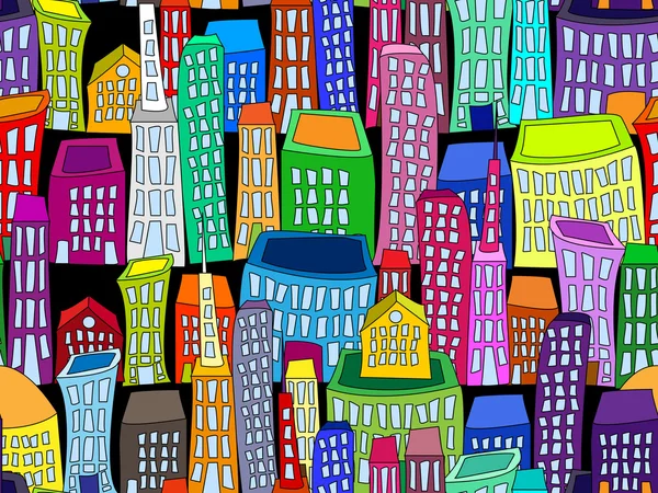Sömlös färgglada stadsbild — Stock vektor
