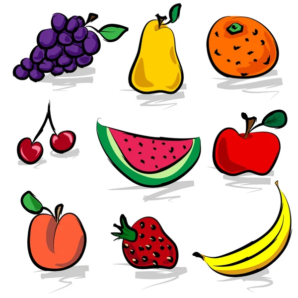 Grungy fruits — Stock Vector