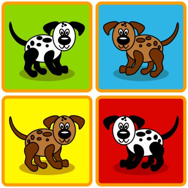 Seamless cartoon dogs over squares clipart