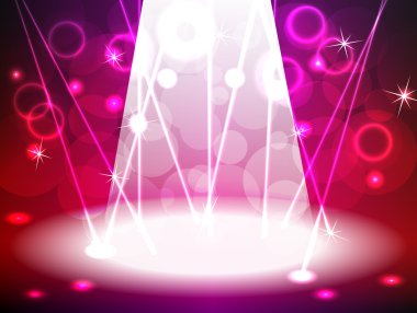 Stage with pink and red tone lights clipart