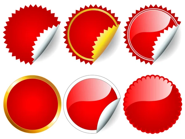Rött klistermärke set — Stock vektor