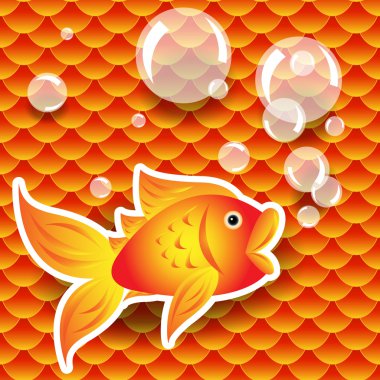 Seamless small goldfish or koi fish scale pattern with fish clipart