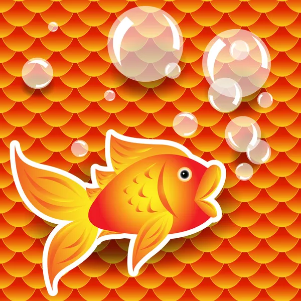 Seamless small goldfish or koi fish scale pattern with fish — Stock Vector