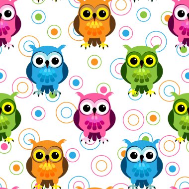 Seamless owl pattern clipart