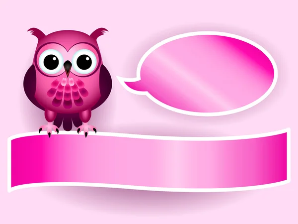 Owl making baby girl announcement — Stock Vector