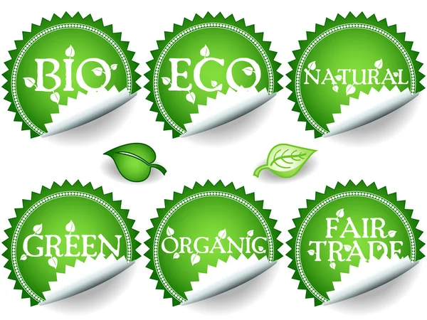 Green stickers-set2 — Stock Vector