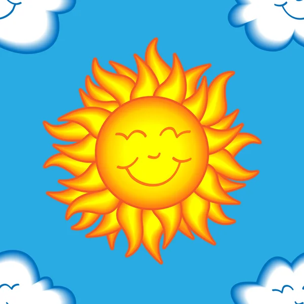 Motif de soleil et de nuages heureux sans couture — Image vectorielle
