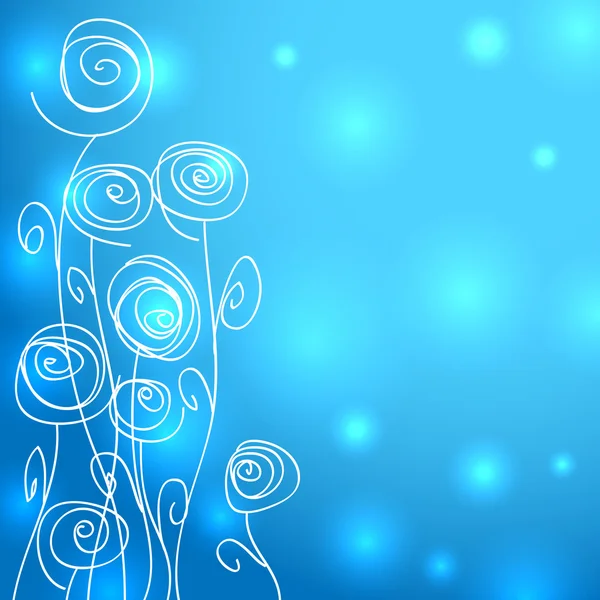 Abstract flowers over blue background with lights — Stock Photo, Image