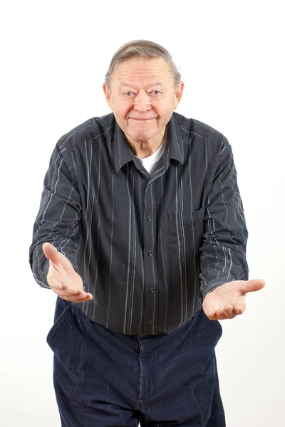 Glad morfar med öppna armar — Stockfoto
