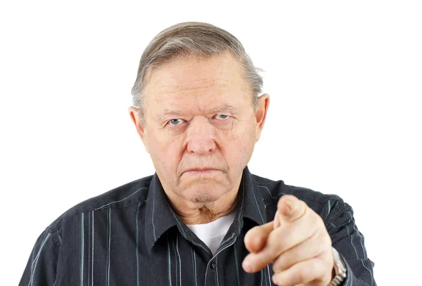 Old man pointing at you — Stock Photo, Image