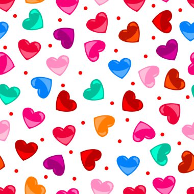 Seamless fun colorful heart shape pattern over black clipart