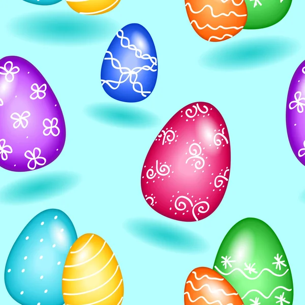 Modello di uova di Pasqua senza soluzione di continuità su blu — Vettoriale Stock