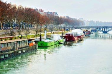 Barges on the Rhone river clipart