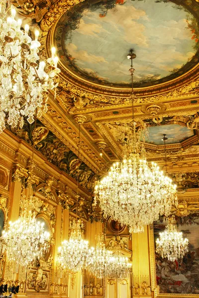 stock image Gold ceiling and chandeliers