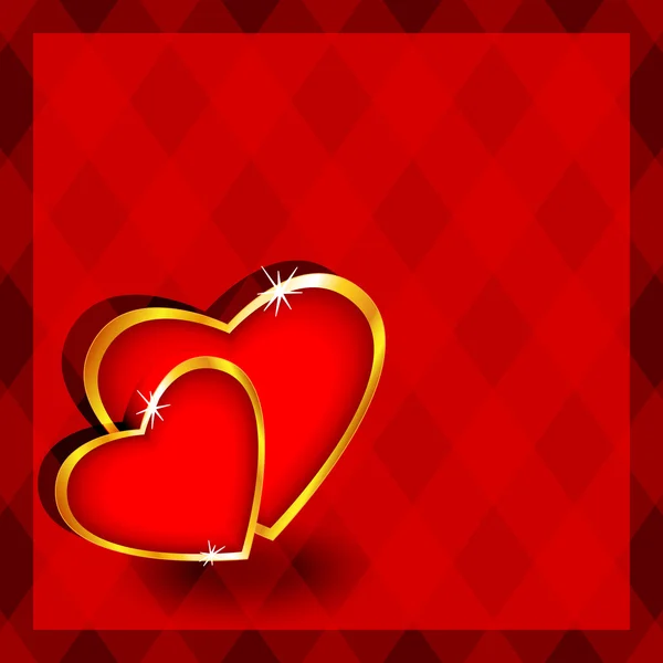 Diamants rouges avec des cœurs — Image vectorielle