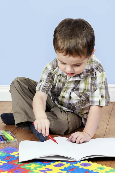 Little boy coloring — Stock Photo, Image
