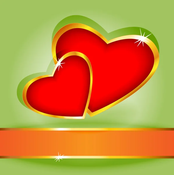 Corazón sobre tarjeta verde — Vector de stock