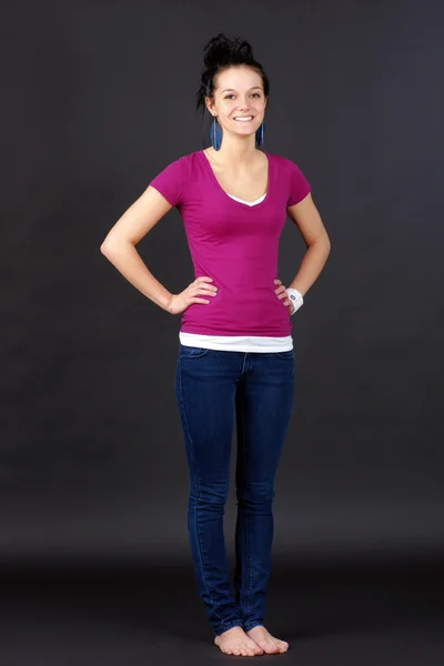 Full body shot of casual young woman — Stock Photo, Image