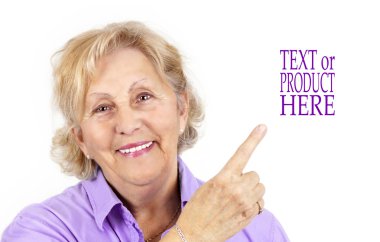 Pretty senior woman pointing clipart