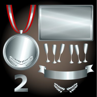 Silver elements for games and sports clipart