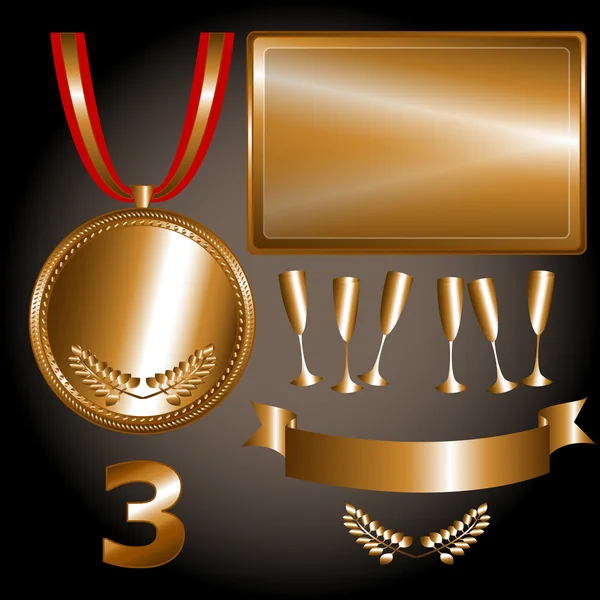 Bronzen elementen voor spelen en sport — Stockvector