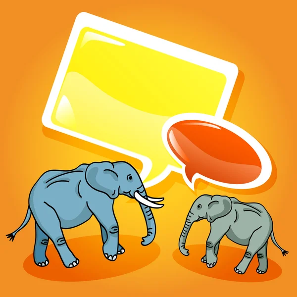Elephants with speech bubbles — Stock Vector