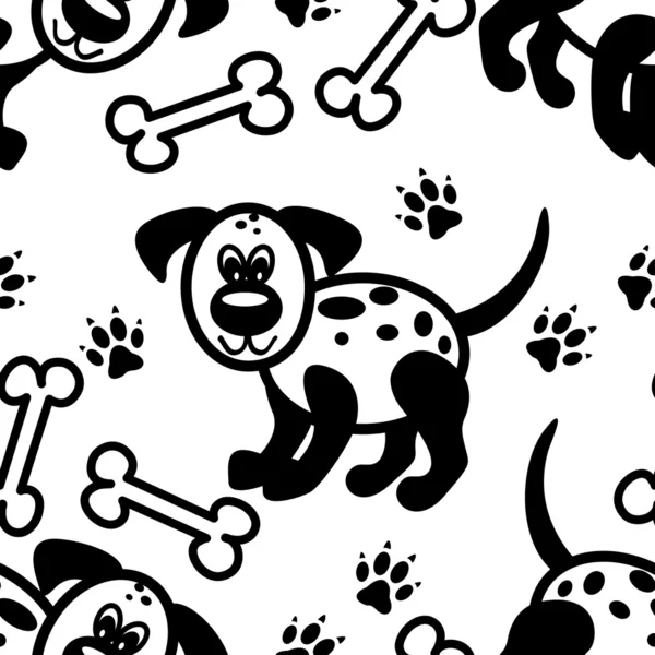 Seamless cute cartoon dog pattern — Stock Vector