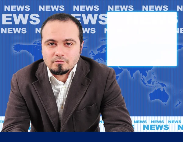 stock image Male news presenter in studio