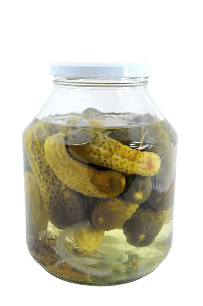 stock image Jar of pickled cucumbers