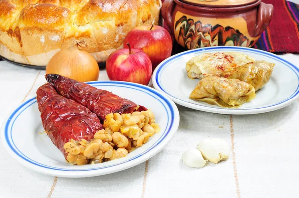 Tradiční postní pokrmy z Balkánu — Stock fotografie