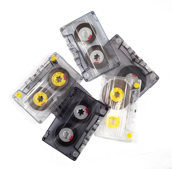 Stapel van oude tape cassettes — Stockfoto