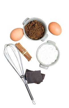 Sweet ingredients for cake, isolated clipart