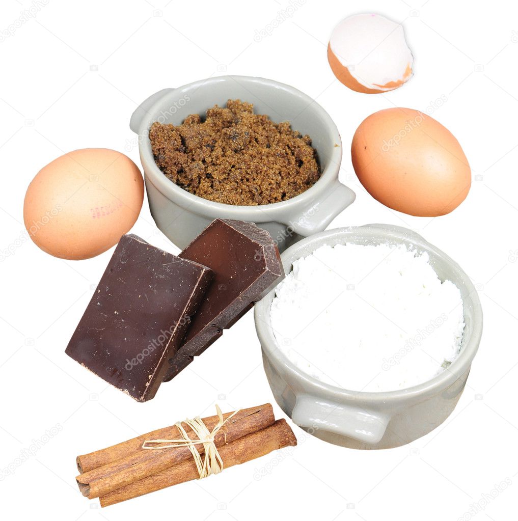 Sweet ingredients for cake, isolated