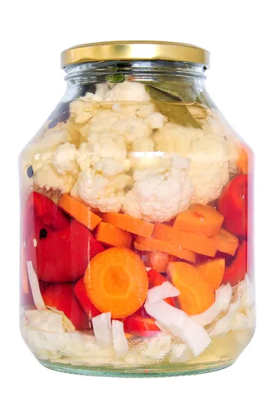 Jar of pickled vegetables — Stock Photo, Image