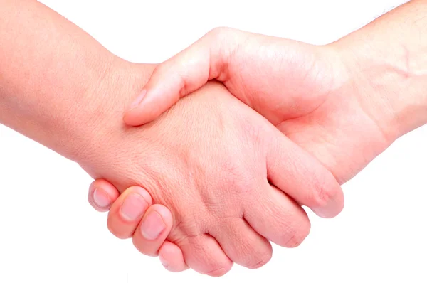 Closeup handshake isolated on white Royalty Free Stock Photos