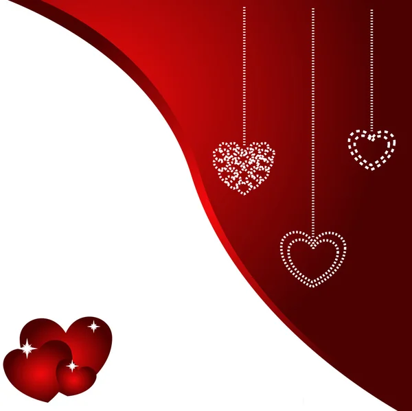 Célébration carton rouge & blanc avec des cœurs — Image vectorielle