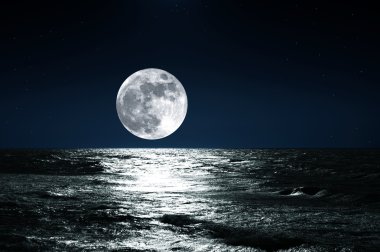 Moon over water clipart