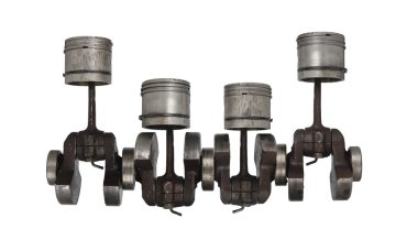 Four old piston and connecting rod clipart