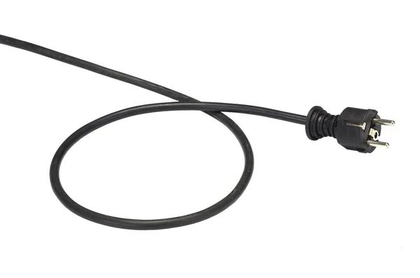 Černý konektor s kabelem — Stock fotografie