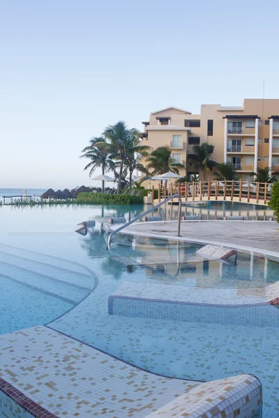 stock image Tile Lounges in Calm Morning Pool